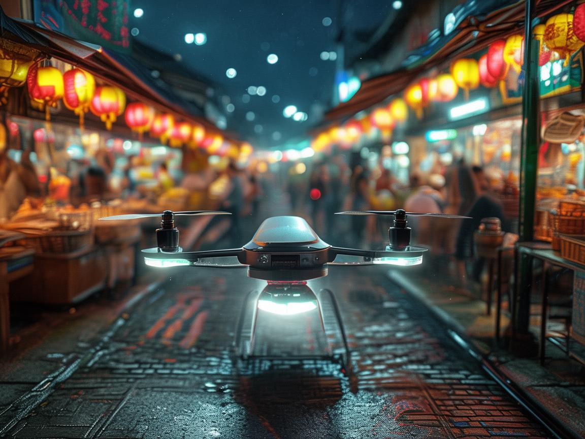 无人机导航科技点亮夜市小吃探寻之旅