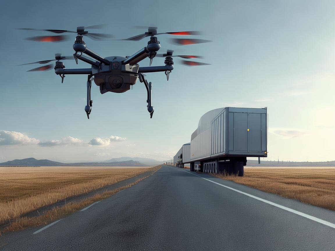 无人机导航助力集装箱半挂车运输